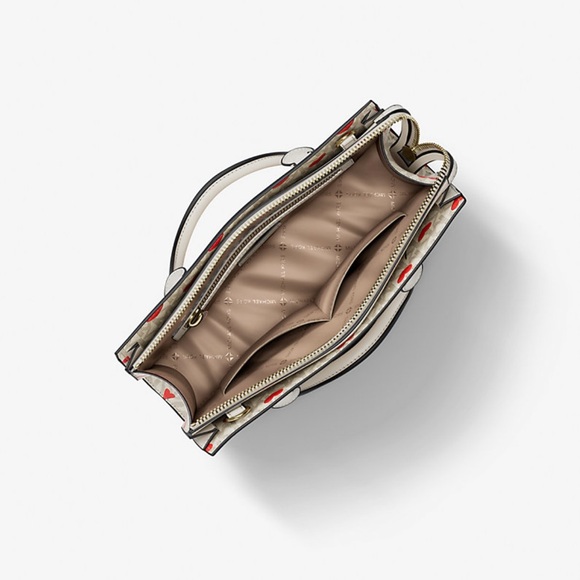 Michael Kors Cream and Red Heart Satchel